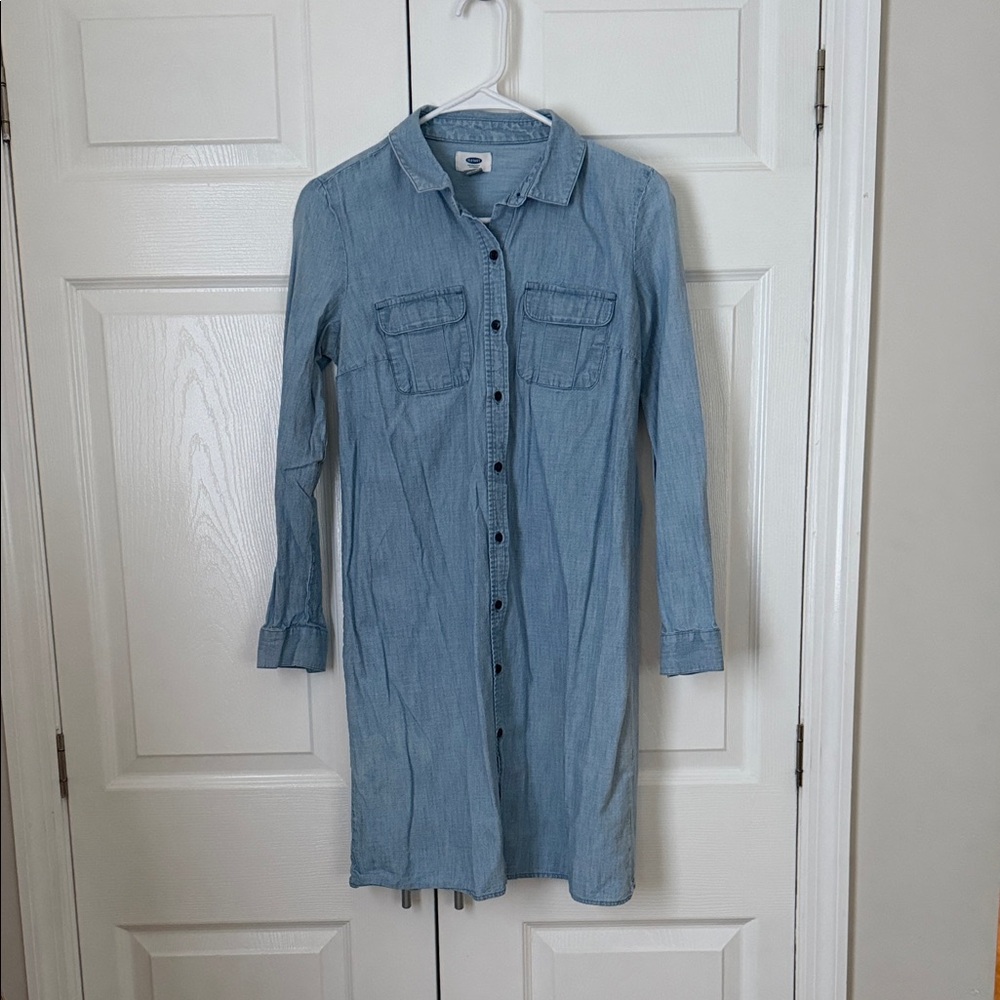 Old Navy Denim Long Sleeve Dress - Light Blue